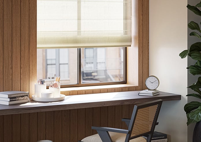 Catania Stripe Voile, Powder Cream - Motorised Roman Blind - Image 5